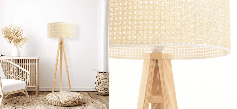 Ratanová stojací lampa Rotang 